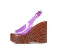 CAGLGLZ Jelly Wedge Platform Sandals for Women Open Peep Toe High Heels Clear Adjustable Ankle Buckle Sandals Stylish Dressy Summer Shoes, Jelly Pink, 7 UK