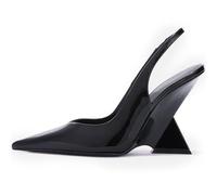 CAGLGLZ Women Wedge Sandals Slingback Closed Pointed Toe Slant Heels Elastic Ankle Strap Slip On Pumps for Women Casual Fashion Elegant Shoes, black, 4.5 UK