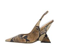 CAGLGLZ Women Wedge Sandals Slingback Closed Pointed Toe Slant Heels Elastic Ankle Strap Slip On Pumps for Women Casual Fashion Elegant Shoes, Serpentine, 4 UK