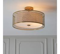 cagney 3 light white fabric shade flush light in gold