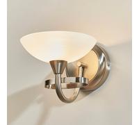 cagney white glass shade wall light in satin chrome