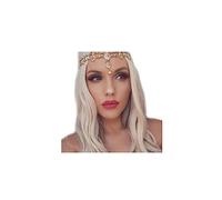 Cagora Wedding Headbands Chain Floral Head Jewelry Hair Pieces Crystal Pearl Head Chains Headpiece Festival Holloween Costume Bridal Hair Accessories for Women and Girls (Gold)