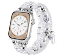 CAGOS Bracelet Beaded Band Compatible with Apple Watch 38mm/40mm/41mm Series 9 8 7 SE Series 6/5/4 Fashion Handmade Crystal Beads Stretchy Watch Strap for iWatch Bands Series 3/2/1 White