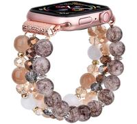 CAGOS Bracelet Beaded Compatible with Apple Watch Band Series 10/9/8/7/6/5/4/3/2/1 SE 38mm 40mm 41mm 42mm 44mm 45mm 46mm, Cute Handmade Fashion Elastic Stretchy iWatch Bands for Women (Amber, 38mm