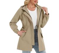 Cagoule Womens Waterproof Walking Jacket with Detachable Hood | Ladies Outdoor Raincoat Coat Khaki
