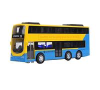 CAGUYLONA 1:90 Double Decker Model Car, Pull Back Vehicle Toy with Light and Sound Effect, Alloy Die Cast Kids Toy Car for Boys Girls Age 3+, Includes 3 LR44 Batteries (Yellow)