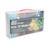CAGUYLONA 120 Colors Dual Tip Markers, Fine Tip Marker Pens with 0.4mm Nib and Brush Tip, Watercolor Art Markers for Adult Kids Coloring Books, Includes Transparent Storage Box