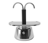 CAGUYLONA 2 Cup 100ml Moka Pot, Stainless Steel Mocha Coffee Maker, Double Head Italian Stovetop Espresso Pot for Home Travel, Compact and Lightweight with Elegant Design