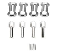 CAGUYLONA 4PCS Aluminium Alloy 20mm Extension Wheel Hub Hex Drive Adapter, RC Car Wheel Hub Hex Drive Adapter with 12mm Hex for 1/10 RC Drift Car Buggy Truggy Truck Crawler (Silver)