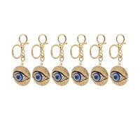 CAGUYLONA 6pcs Eye Keychain Rhinestone Pendant, Decorative Metal Key Chain with Carabiner Clip for Car Rearview Mirror Handbag Bag Charm Accessory in Gold
