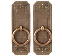 CAGUYLONA Chinese Style Single Hole Cabinet Door Pull Knobs, Antique Bronze Drawer Handles for Kitchen Furniture, Retro Metal Handle with Complete Hardware Kit for Wardrobe Dresser (10cm)