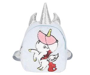 CAGUYLONA Cute Children Plush Backpack, Kids Schoolbag with Adjustable Shoulder Strap, Animal Design Large Capacity Travel Backpack for Toddlers Over 1 Year Old, Breathable Back Padding in (Blue)
