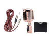 CAGUYLONA Dynamic Microphone Retro Cardioid Pickup Pattern Adjustable Mic for Stage Performance KTV, with Shock Mount and Soundproof Housing for Live Vocals and Speech (Rose Gold)