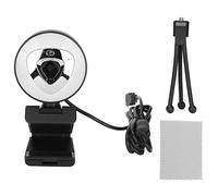 CAGUYLONA HD 1080P Webcam with Microphone and 3 - Level Fill Light, Plug and Play Computer Camera for Streaming, Video Calling, Compatible with and Mac, Includes Tripod