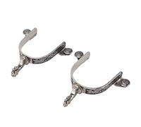 CAGUYLONA One Pair Stainless Steel Western Cowboy Spurs, Leaf Patterned Boot Spurs for Horse Riding, Durable U - Shaped Heel Spurs with Glossy Finish for Outdoor Equestrian Use