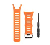 CAGUYLONA Rubber Wristwatch Strap for Suunto Ambit1/2/3, Replacement Watchband Made of Durable Rubber, Ergonomic Comfort Fit with Silver Buckle for Outdoor Sports (Orange silver buckle)