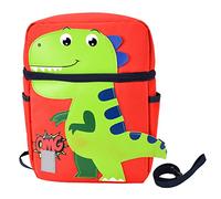 CAGUYLONA Toddler Backpack with Cute Dinosaur Pattern, Kids Anti - Lost School Backpack, Cartoon Animal Preschool Kindergarten Bookbag for Ages 3+, Red Oxford Cloth