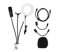 CAGUYLONA USB Microphone with RGB Fill Light, Condenser Cardioid Mic Kit, OneKey Mute Computer Podcast Streaming Microphone for Recording Singing, Includes USB Cable, Type - C Adapter, Andro