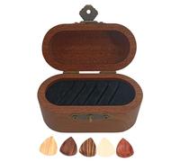 CAGUYLONA Wooden Guitar Picks Box, Solid Wood Guitar Picks Holder with Large Capacity Storage, Handmade Portable Case for Guitar Accessories, Small Jewelry and