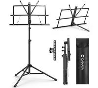 CAHAYA 2-in-1 Desktop & Floor Stand Music Stand - Portable Music Stand, Height Adjustable, Foldable with Carry Bag & Music Clip for Students, Musicians, Outdoor Performances
