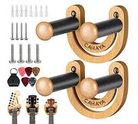 CAHAYA 2 Pack Guitar Wall Mount Hanger Guitar Hook Stand Width Adjustable Smiling U-Shaped with 5 Picks and 1 Pick Holder Bag for Acoustic Electric Guitar Bass Banjo Ukulele Mandolin, Model CY0297
