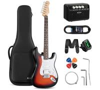 CAHAYA 39 inch electric guitar, ST electric guitar with 3 pickups (S-S-H), includes guitar accessories: case, amplifier, tuner, whammy bar and 4 picks