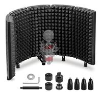 CAHAYA 5 Panel Microphone Insulation Sound Protection: 180° Adjustable Microphone Pop Filter Sound Absorbent, Foldable Mic Insulation Shield for Recording Studio Recording