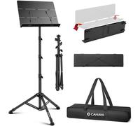 CAHAYA CY00005-1 Height Raiser Triple Music Stand Double Brace Foldable and Easy to Store Metal Music Stand Height Adjustable from 78 to 170 cm Matte Black