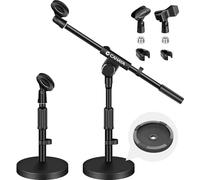CAHAYA CY0360 3-in-1 Improved Desktop Microphone Stand: Adjustable Table Microphone Stand with 180° Rotating and Microphone Clip, Suitable for Conference Speeches, Games and Live Broadcasts