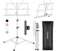 CAHAYA Foldable Music Stand Extra Stable Lightweight Portable Adjustable Music Stand & Table Stand 2 in 1 Dual Use with Metal Carry Bag White