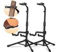 CAHAYA 2 Pack Guitar Stands with Neck Holder Folding Tripod Metal Universal Holder, for Acoustic Electric Guitars Ukulele Violin Banjo MandolinCY0287