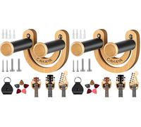 CAHAYA Guitar Wall Mount Hanger Guitar Hook Stand Width Adjustable Smiling U-Shaped with 5 Picks and 1 Pick Holder Bag for Acoustic Electric Guitar Bass Banjo Ukulele Mandolin, Model CY0297