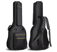 CAHAYA Jumbo Dreadnought Guitar Bag Fit 42/43/44 Inch Acoustic Guitar Guitar Case Gig Bag, Black with Yellow Stripes, Model CY0284
