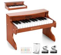 CAHAYA Kids Piano Keyboard Wooden - 25 Keys Digital Piano for Kids Fun & Music Educational Toy Wood Keyboard for 3+ Girls and Boys Christmas Birthday Gifts