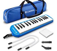 CAHAYA Melodica 32 Key FDA Approved Piano Style Portable with Double Plastic Flexible Long Pipe, Short Mouthpieces and Carrying Bag Blue, CY0050-2