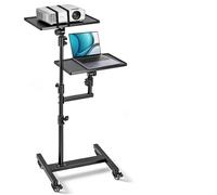 CAHAYA Projector Stand Tripod Adjustable - Mobile Laptop Stand with 2 Shelves and Wheels 180°Tiltable Tray Adjustable Height from 29.5" to 63.6" Stable for Tablets Phones Book Laptop DJ Rack
