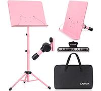 CAHAYA Sheet Music Stand Metal Portable with Carrying Bag, Sheet Music Clip, Projector Stand, Portable Podium Stand, Laptop Stand Pink, Height up to 145 cm, Model CY0194-1