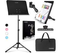 CAHAYA Sheet Music Stand Metal Portable with Carrying Bag, Sheet Music Folder, Projector Stand, Portable Podium Stand, Laptop Stand Black, Height up to 145 cm, Model CY0194