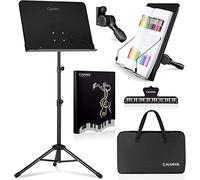 CAHAYA Sheet Music Stand Metal Portable with Carrying Bag, Sheet Music Folder, Projector Stand, Portable Podium Stand, Laptop Stand Black, CY0194