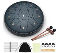 CAHAYA Steel Tongue Drum 11Notes: 6 Inch D KeySteel Hand Drum with Music Book, Drum Mallets, Finger picks and Carry Bag Dark Blue CY00373-1