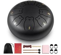 CAHAYA Steel Tongue Drum: 6 Inch 8 Notes Steel Hand Drum with Music Book, Drum Mallets, Finger picks and Carry Bag CY0359
