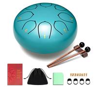 CAHAYA Steel Tongue Drum 6Inch: 8 Notes Steel Hand Drum with Music Book, Drum Mallets, Finger picks and Carry Bag Lake Blue, CY00372-1