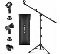 CAHAYA Tripod Boom Sheet Mic Stand - Microphone Stand Metal Foldable Portable with Carrying Bag and Two Microphone Clips for Performance Speech Wedding Singing and Outdoor