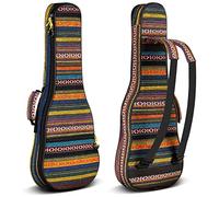 CAHAYA Ukulele Case Cotton Ukulele Bag for 21 Inch Ukulele 9MM Thick Soft Padding Adjustable Straps Bohemia Vintage Style