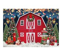 Caheansi 9x6 ft Christmas Farm Backdrop Red Wooden Barn Xmas Trees Cute Gnomes Photography Background Christmas New Year Winter Holiday Event Party Decorations Banner Photo Booth Props
