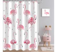 Caheansi Flamingo Shower Curtain, Hot Pink Flamingo with Grey Polka Dot Cute Girly Bathroom Curtain Waterproof Fabric Machine Washable with Hooks, 72" Wx72 L