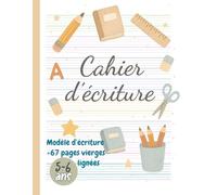 Cahier d’écriture 5-6 ans: Pages vierges à grands lignages colorés, Seyès agrandi x2, enfants GS, CP