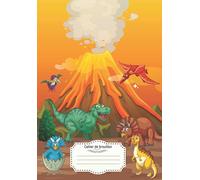 Cahier de brouillon: Dinosaure thème, Grands carreaux seyes 3mm, Petit format avec table de multiplication, 96 Pages