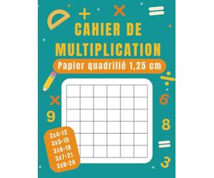 Cahier de Multiplication: Papier quadrillé 1,25 cm pour la pratique des mathématiques • Idéal pour les tables de multiplication, l’alignement des nombres et les exercices de calcul • École primaire