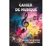 Cahier de Musique: 100 pages - 14 portées par page - Format A4
